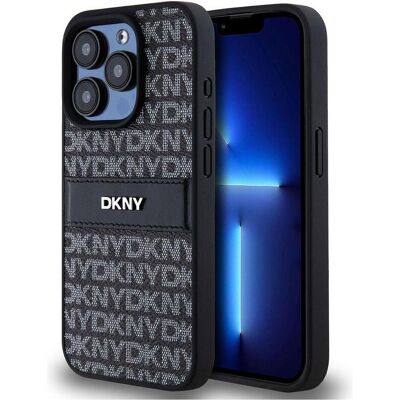 DKNY iPhone 14 Pro Max Leder Mono Streifen Hülle DKNY iPhone 14 Pro Max Leder Mono Streifen Hülle