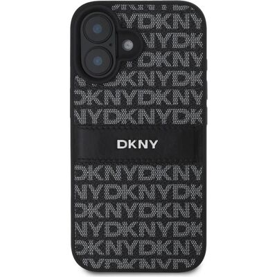 DKNY iPhone 16 Plus Hülle - Repeat Series Muster Tonal Stripe - Schwarz DKNY iPhone 16 Plus Hülle - Repeat Series Muster Tonal Stripe - Schwarz