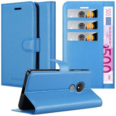 Nokia C21 Pastell Blau Handyhülle - Schutzcover mit Kartenfächern & Ständer Nokia C21 Pastell Blau Handyhülle - Schutzcover mit Kartenfächern & Ständer