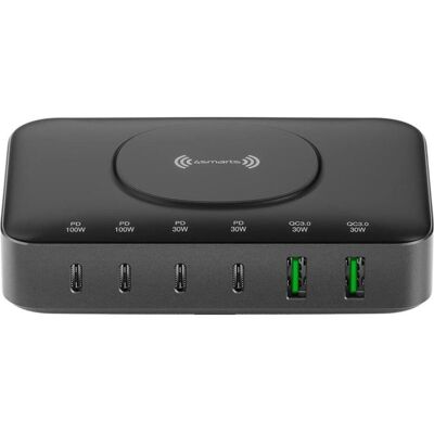 4smarts 7in1 (100 W, 6 Ports), USB Ladegerät, Grau, Schwarz 4smarts 7in1 (100 W, 6 Ports), USB Ladegerät, Grau, Schwarz