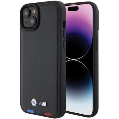 BMW iPhone 15 Plus Leder Stempel Tricolor Hülle BMW iPhone 15 Plus Leder Stempel Tricolor Hülle