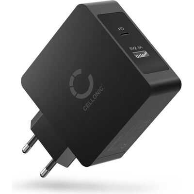 Cellonic USB Ladeadapter für Samsung Galaxy S25 Ultra, Apple iPhone 16, 16e, Xiaomi (30 W, 2 Ports), USB Ladegerät, Schwarz Cellonic USB Ladeadapter für Samsung Galaxy S25 Ultra, Apple iPhone 16, 16e, Xiaomi (30 W, 2 Ports), USB Ladegerät, Schwarz