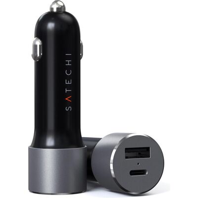 Satechi USB Dual Car Charger V2, Auto Adapter, Schwarz, Grau Satechi USB Dual Car Charger V2, Auto Adapter, Schwarz, Grau