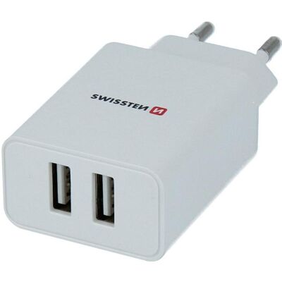 Swissten USB Ladegerät Smart IC mit 2x USB 2,1A Power (10 W, 2 Ports), USB Ladegerät, Weiss Swissten USB Ladegerät Smart IC mit 2x USB 2,1A Power (10 W, 2 Ports), USB Ladegerät, Weiss