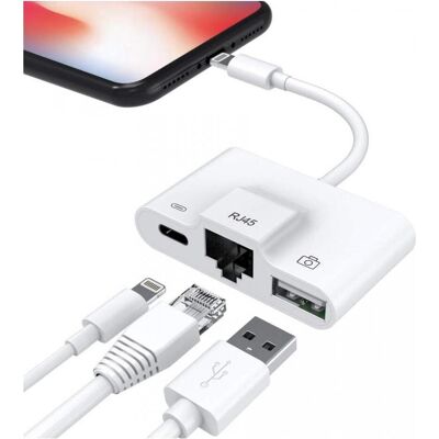 PowerGuard Lightning auf Ethernet - Adapter - Weiss - USB A, Lightning PowerGuard Lightning auf Ethernet - Adapter - Weiss - USB A, Lightning