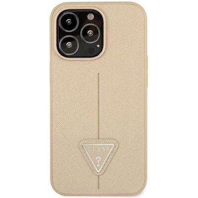 Guess Saffiano Triangle Logo Hülle - iPhone 13 Pro - Beige Guess Saffiano Triangle Logo Hülle - iPhone 13 Pro - Beige