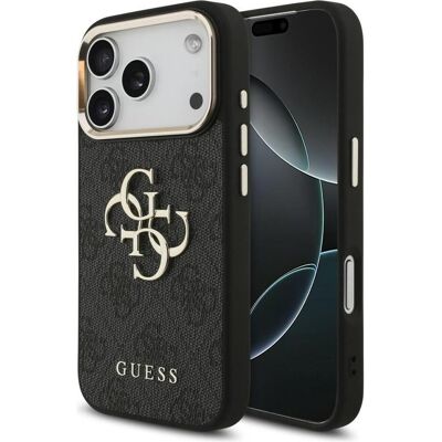 Guess PU-Leder 4G Metall-Logo Goldrahmen-Hülle für iPhone 18 Pro Schwarz (Apple iPhone 17 Pro), Smartphone Hülle, Gold, Schwarz Guess PU-Leder 4G Metall-Logo Goldrahmen-Hülle für iPhone 18 Pro Schwarz (Apple iPhone 17 Pro), Smartphone Hülle, Gold, Schwarz