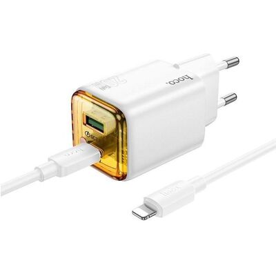 Hoco Adapter wall charger USB A + Type C + cable Type C to Type C PD QC3.0 3A 20W N52 white (20 W, 2 Ports), USB Ladegerät, Weiss Hoco Adapter wall charger USB A + Type C + cable Type C to Type C PD QC3.0 3A 20W N52 white (20 W, 2 Ports), USB Ladegerät, Weiss