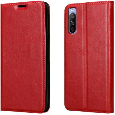 Cadorabo Book Invis. Magnet Hülle (Sony Xperia 10 III), Smartphone Hülle, Rot Cadorabo Book Invis. Magnet Hülle (Sony Xperia 10 III), Smartphone Hülle, Rot