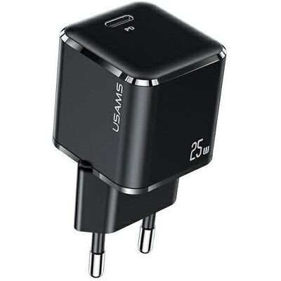 Usams Ład. siec. 1xUSB-C T42 mini 25W (only head) Super SI 5V-3A PD3.0 Fast Charging czarny/black CC (25 W, 1 Port), USB Ladegerät, Schwarz Usams Ład. siec. 1xUSB-C T42 mini 25W (only head) Super SI 5V-3A PD3.0 Fast Charging czarny/black CC (25 W, 1 Port), USB Ladegerät, Schwarz