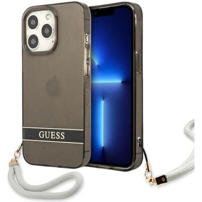 Guess iPhone 13 Pro - Transparentes Hardcase mit Logo & Handgelenkband Guess iPhone 13 Pro - Transparentes Hardcase mit Logo & Handgelenkband