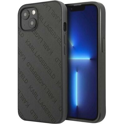 Karl Lagerfeld iPhone 13 mini Perforiertes Allover-Case - Schwarz Karl Lagerfeld iPhone 13 mini Perforiertes Allover-Case - Schwarz
