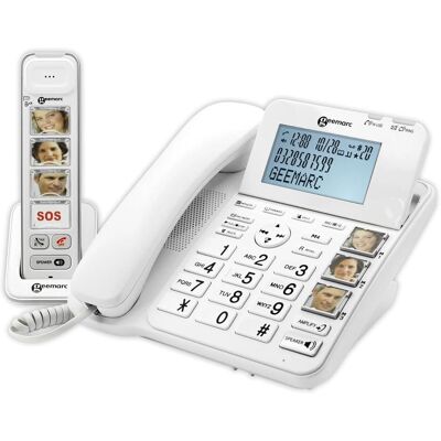 Geemarc AMPLIDECT COMBI-PHOTO 295 Schnurgebundenes Seniorentelefon Anrufbeantworter, Foto-Tasten Beleuchtete, Telefon, Weiss Geemarc AMPLIDECT COMBI-PHOTO 295 Schnurgebundenes Seniorentelefon Anrufbeantworter, Foto-Tasten Beleuchtete, Telefon, Weiss
