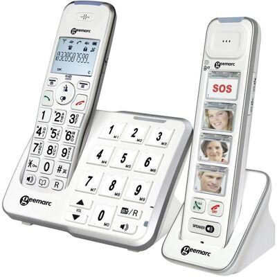 Geemarc Mobility Pack Foto Schnurloses Telefon analog Anrufbeantworter, Foto-Tasten, Freisprechen, für Hörge, Telefon, Weiss Geemarc Mobility Pack Foto Schnurloses Telefon analog Anrufbeantworter, Foto-Tasten, Freisprechen, für Hörge, Telefon, Weiss