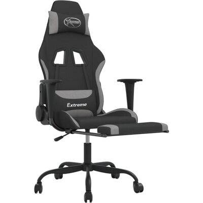 vidaXL Jonathan With footrest, Gaming Stuhl, Grau, Schwarz vidaXL Jonathan With footrest, Gaming Stuhl, Grau, Schwarz