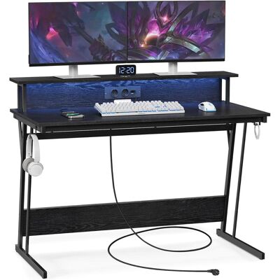 VASAGLE Gaming Schreibtisch - 120x60 cm, Schwarz, LED-Beleuchtung VASAGLE Gaming Schreibtisch - 120x60 cm, Schwarz, LED-Beleuchtung