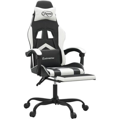vidaXL Pauline With footrest, Gaming Stuhl, Schwarz, Weiss vidaXL Pauline With footrest, Gaming Stuhl, Schwarz, Weiss