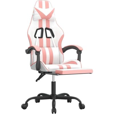 vidaXL Adriel With footrest, Gaming Stuhl, Weiss, Rosa vidaXL Adriel With footrest, Gaming Stuhl, Weiss, Rosa