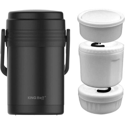 Kinghoff 1,5L Edelstahl Lunch-Thermoskanne - Lebensmittelbehälter Kinghoff 1,5L Edelstahl Lunch-Thermoskanne - Lebensmittelbehälter