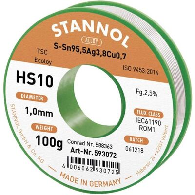 Stannol HS10 2510 Bleifreier Lötdraht - Hochwertiges Sn95.5/Ag3.8/Cu0.7 Stannol HS10 2510 Bleifreier Lötdraht - Hochwertiges Sn95.5/Ag3.8/Cu0.7