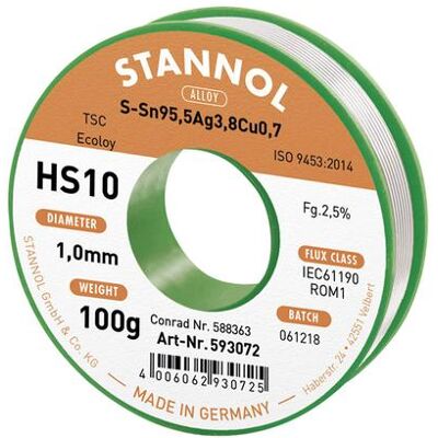 Stannol HS10 2510 Bleifreier Lötdraht - Hochwertiges Sn95.5/Ag3.8/Cu0.7 Stannol HS10 2510 Bleifreier Lötdraht - Hochwertiges Sn95.5/Ag3.8/Cu0.7