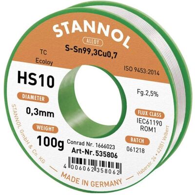 Stannol HS10 2,5% 0,3MM Sn99,3Cu0,7 - Lötzinn Stannol HS10 2,5% 0,3MM Sn99,3Cu0,7 - Lötzinn