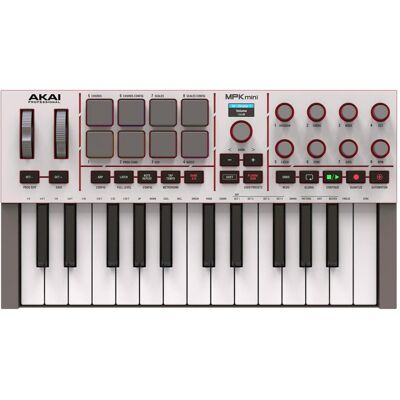 Akai MPK Mini MK4 (Keyboard), MIDI Controller, Weiss, Grau Akai MPK Mini MK4 (Keyboard), MIDI Controller, Weiss, Grau
