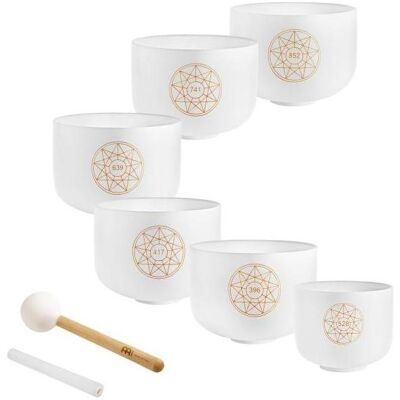 Meinl Sonic Energy Crystal Singing Bowl Solfeggio Set mit Reinigungstuch (Klangschale), Perkussion, Weiss Meinl Sonic Energy Crystal Singing Bowl Solfeggio Set mit Reinigungstuch (Klangschale), Perkussion, Weiss