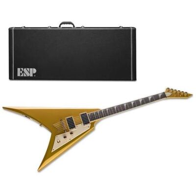 ESP LTD KH-V MGO Kirk Hammett Signature E-Gitarre (E-Gitarre, Ahorn, Aluminium, Korina, Macassar), Gitarre, Gold ESP LTD KH-V MGO Kirk Hammett Signature E-Gitarre (E-Gitarre, Ahorn, Aluminium, Korina, Macassar), Gitarre, Gold