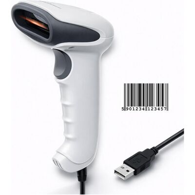 Qoltec 50865 Barcode scanner 1D CCD USB Baltas (1D-Barcodes), Barcode Scanner, Weiss Qoltec 50865 Barcode scanner 1D CCD USB Baltas (1D-Barcodes), Barcode Scanner, Weiss