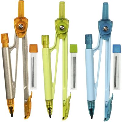 Linex Kompakter Zirkel mit Schutzkappe farbig sortiert 12 St, Zirkel, Mehrfarbig Linex Kompakter Zirkel mit Schutzkappe farbig sortiert 12 St, Zirkel, Mehrfarbig