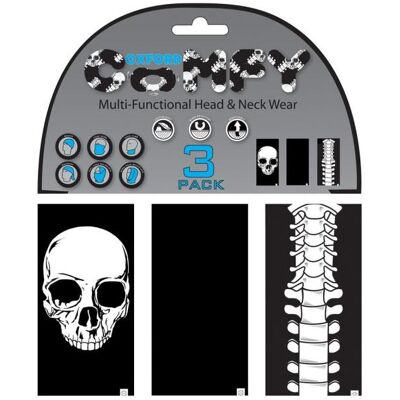 Oxford, Unisex, Sturmhaube + Halsschlauch, Comfy Skeleton 3-Pack, Schwarz, One Size Oxford, Unisex, Sturmhaube + Halsschlauch, Comfy Skeleton 3-Pack, Schwarz, One Size