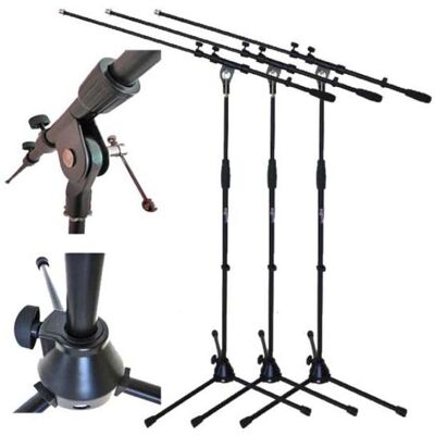 keepdrum 3x Mikrofonständer mit Galgen, Mikrofonständer, Schwarz keepdrum 3x Mikrofonständer mit Galgen, Mikrofonständer, Schwarz