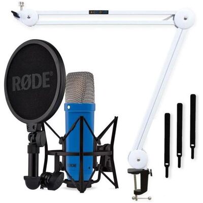 RØDE NT1 Signature Cobalt Blau Mikrofon mit Gelenkarm Weiss, Mikrofon RØDE NT1 Signature Cobalt Blau Mikrofon mit Gelenkarm Weiss, Mikrofon