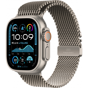 Apple Watch Ultra 2 LTE 49mm Titangehäuse Natur mit Titan-Milanese-Armband (M) – Natur