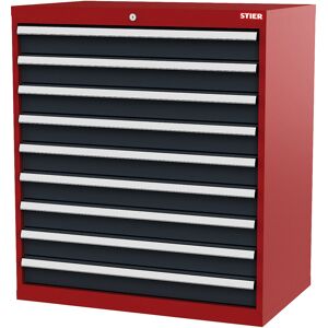 STIER Schubladenschrank mit 9 Schubladen BxTxH 900x575x1020 mm RAL 3020 / RAL 7016 (906269) STIER Schubladenschrank mit 9 Schubladen BxTxH 900x575x1020 mm RAL 3020 / RAL 7016 (906269)
