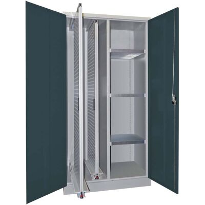 Pavoy Stahl-Vertikalauszugsschrank , Trennwand, 2 Auszüge, 3 Böden, RAL 7035/7016 (47474-100-601-735716) Pavoy Stahl-Vertikalauszugsschrank , Trennwand, 2 Auszüge, 3 Böden, RAL 7035/7016 (47474-100-601-735716)