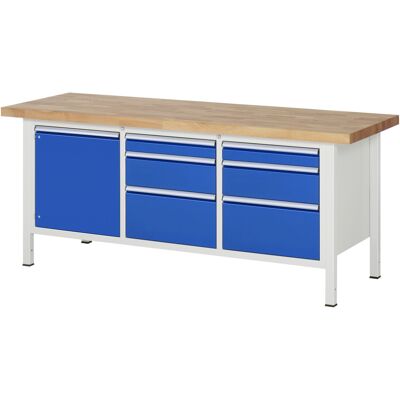 Rau Werkbank höhenverstellbar 8570A2, B2000xT700xH840-1040mm, 6x Schublade-TA, 1x Tür (03-8570A2-207B4H.11) Rau Werkbank höhenverstellbar 8570A2, B2000xT700xH840-1040mm, 6x Schublade-TA, 1x Tür (03-8570A2-207B4H.11)
