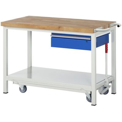 Rau Werkbank mit absenkbarem Fahrgestell Modell 8001 B 1250 x T 700 x H 880mm (05-8001A6-127B4F.11) Rau Werkbank mit absenkbarem Fahrgestell Modell 8001 B 1250 x T 700 x H 880mm (05-8001A6-127B4F.11)