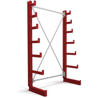 STIER Kragarmregal einseitig 1 Feld mit 6 absteigenden Ebenen 1300x2000x500mm feuerrot (905279) STIER Kragarmregal einseitig 1 Feld mit 6 absteigenden Ebenen 1300x2000x500mm feuerrot (905279)