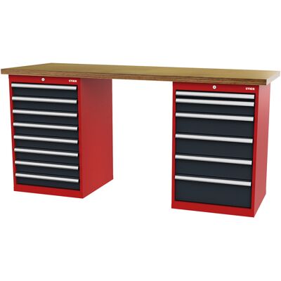 STIER Werkbank BxTxH 2000x600x860 mm mit 2 Schrankgehäusen der Breite 600 mm RAL 3020 / RAL 7016 (904963) STIER Werkbank BxTxH 2000x600x860 mm mit 2 Schrankgehäusen der Breite 600 mm RAL 3020 / RAL 7016 (904963)