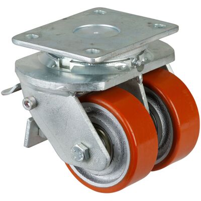 BS Rollen Schwerlastdoppelrolle S120.C10.100 Lenkrolle mit Rad-/Totalfeststeller (Ø 100 + 125 mm Feststeller im Vorlauf), Raddurchmesser 100 mm,) BS Rollen Schwerlastdoppelrolle S120.C10.100 Lenkrolle mit Rad-/Totalfeststeller (Ø 100 + 125 mm Feststeller im Vorlauf), Raddurchmesser 100 mm,)