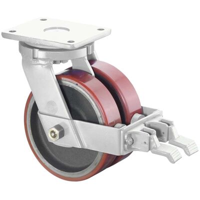 BS Rollen Schwerlastdoppelrolle S120.C10.300 Lenkrolle mit Rad-/Totalfeststeller (Ø 100 + 125 mm Feststeller im Vorlauf), Raddurchmesser 300 mm,) BS Rollen Schwerlastdoppelrolle S120.C10.300 Lenkrolle mit Rad-/Totalfeststeller (Ø 100 + 125 mm Feststeller im Vorlauf), Raddurchmesser 300 mm,)