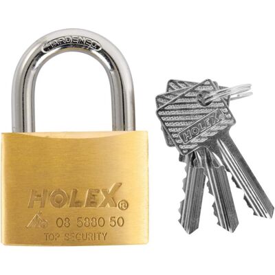 HOLEX - Messing Vorhängeschloss - 50mm Breite - Unterschiedliche Schlüssel HOLEX - Messing Vorhängeschloss - 50mm Breite - Unterschiedliche Schlüssel