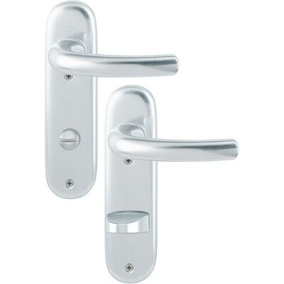 Hoppe Aluminium-Kurzschild-Set - Bad/WC-Garnitur - Türgriff Hoppe Aluminium-Kurzschild-Set - Bad/WC-Garnitur - Türgriff