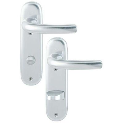 Hoppe Aluminium-Kurzschild-Set - Bad/WC-Garnitur - Türgriff Hoppe Aluminium-Kurzschild-Set - Bad/WC-Garnitur - Türgriff