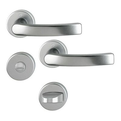 Hoppe Luxemburg Türgriff- und Fenstergriff-Set - Rundrosetter - Innentür - 8mm Vierkant - Stahl Hoppe Luxemburg Türgriff- und Fenstergriff-Set - Rundrosetter - Innentür - 8mm Vierkant - Stahl