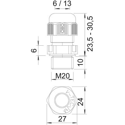 OBO Bettermann Kabelverschraubung VM20UV M20 UV-beständig PA V-TEC LGR (2022902) OBO Bettermann Kabelverschraubung VM20UV M20 UV-beständig PA V-TEC LGR (2022902)