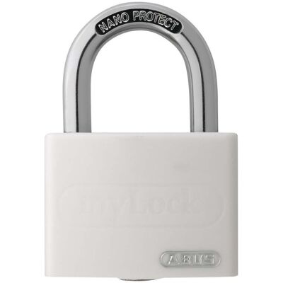 Zylindervorhangschloss T65AL/40 weiß Lock-Tag Schlossk.-B.43mm Alu.versch.-schl. ; ABUS (80287 4) Zylindervorhangschloss T65AL/40 weiß Lock-Tag Schlossk.-B.43mm Alu.versch.-schl. ; ABUS (80287 4)