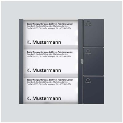 Siedle Nordic TM 612-3 AG - Tasten-Modul - Anthrazitgrau - Türsprechanlage Siedle Nordic TM 612-3 AG - Tasten-Modul - Anthrazitgrau - Türsprechanlage